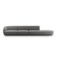 RECHTES-SOFA Miley aus Samt hellgrau 4 Sitzplätze - Hellgrau, Textil (90/70/323cm) - Micadoni