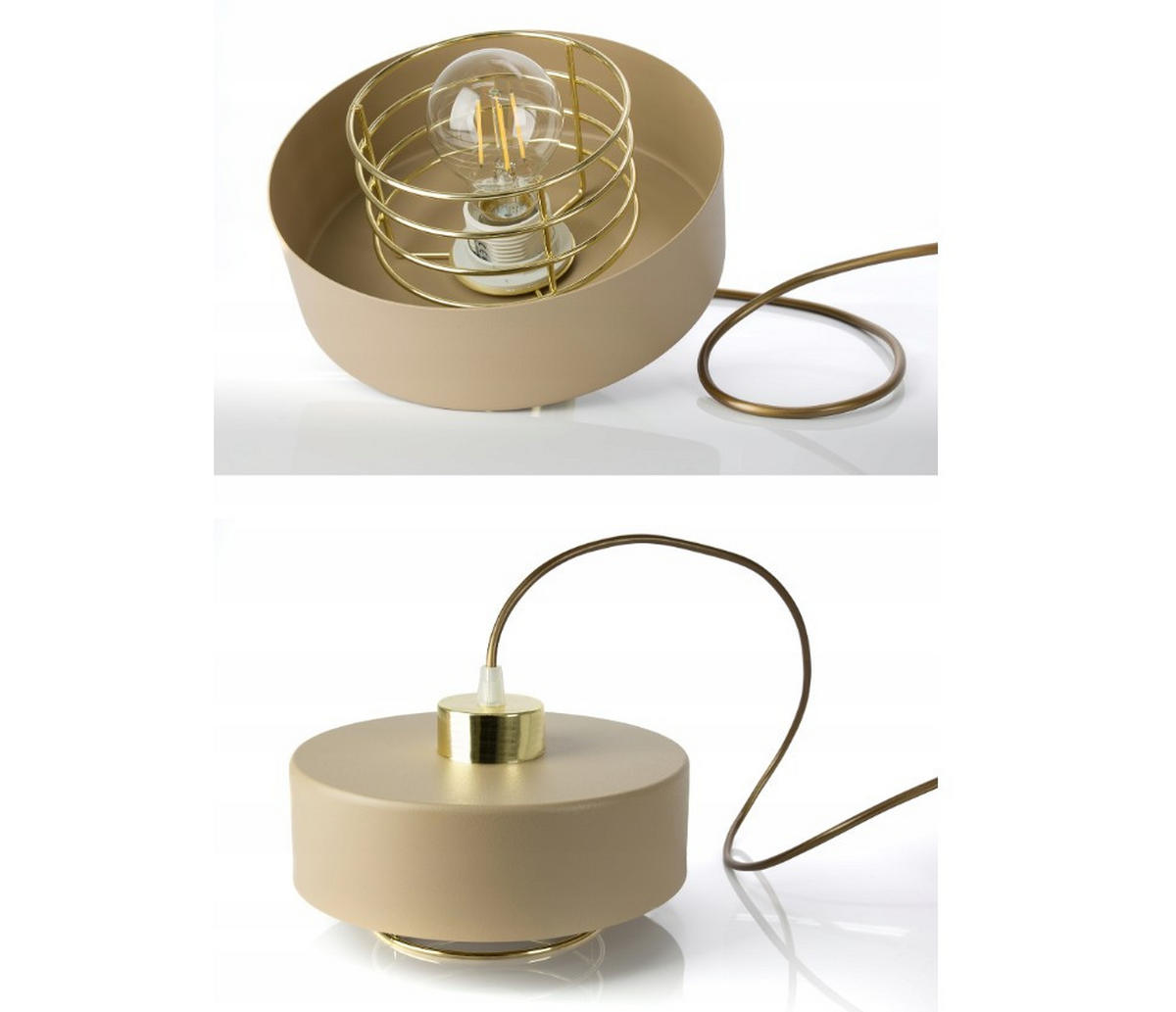 PENDELLEUCHTE ECRU - Beige/Goldfarben, Metall (20/46/100cm) - kiki design