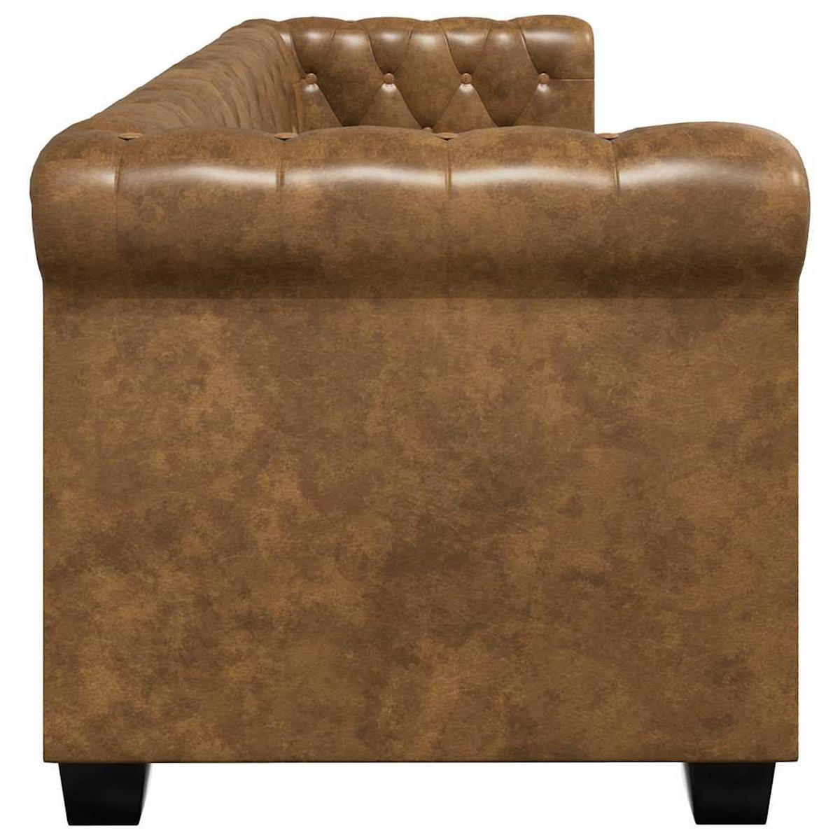 CHESTERFIELD-SOFA 3-Sitzer Kunstleder Braun - Braun, Leder (76/70/200.5cm) - vidaXL