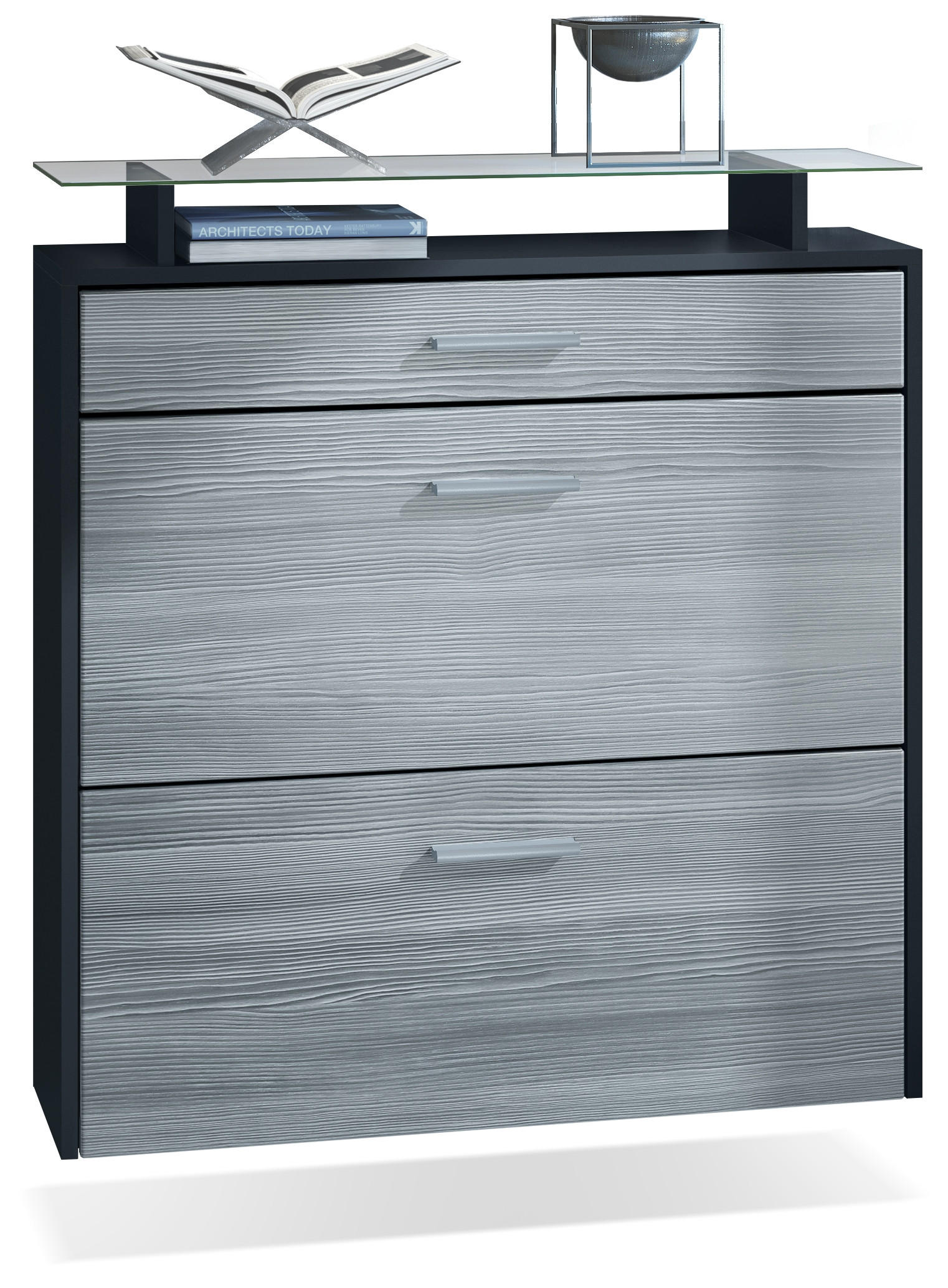 SCHUHSCHRANK Malea Front in Avola-Anthrazit - Anthrazit, Holzwerkstoff (89/96/23cm) - Vladon