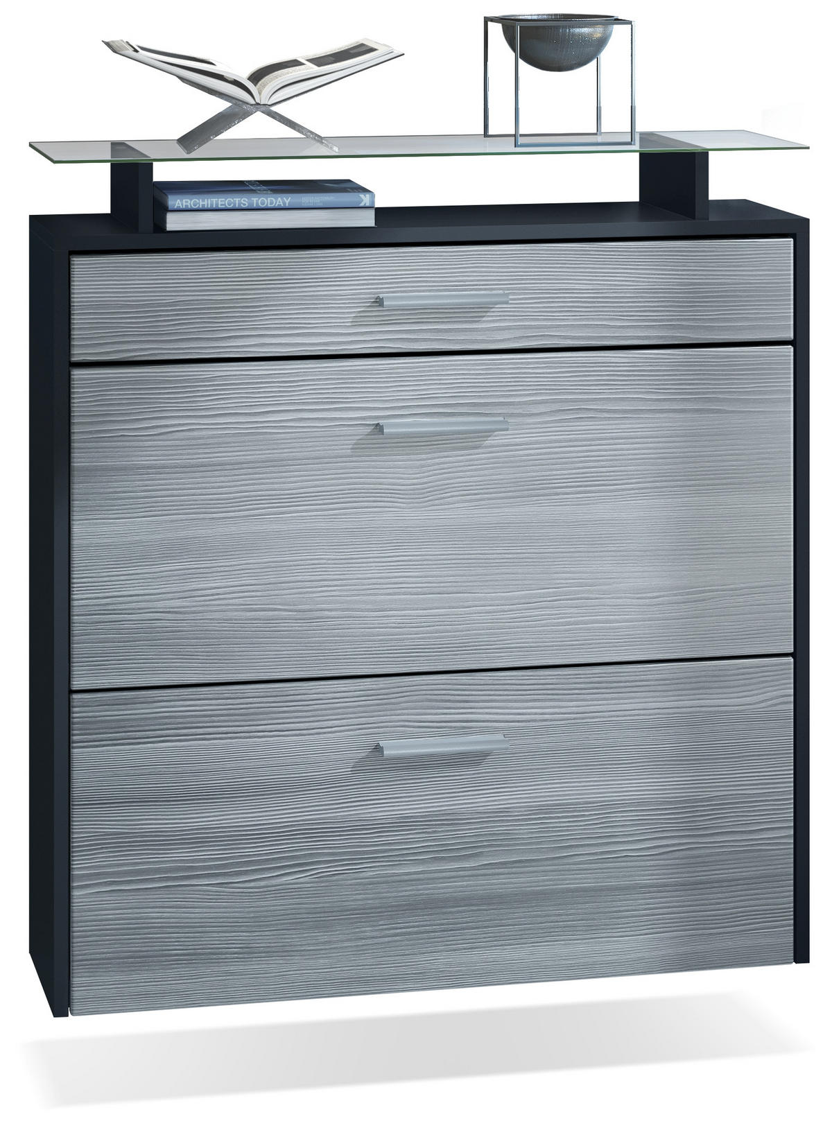 SCHUHSCHRANK Malea Front in Avola-Anthrazit - Anthrazit, Holzwerkstoff (89/96/23cm) - Vladon