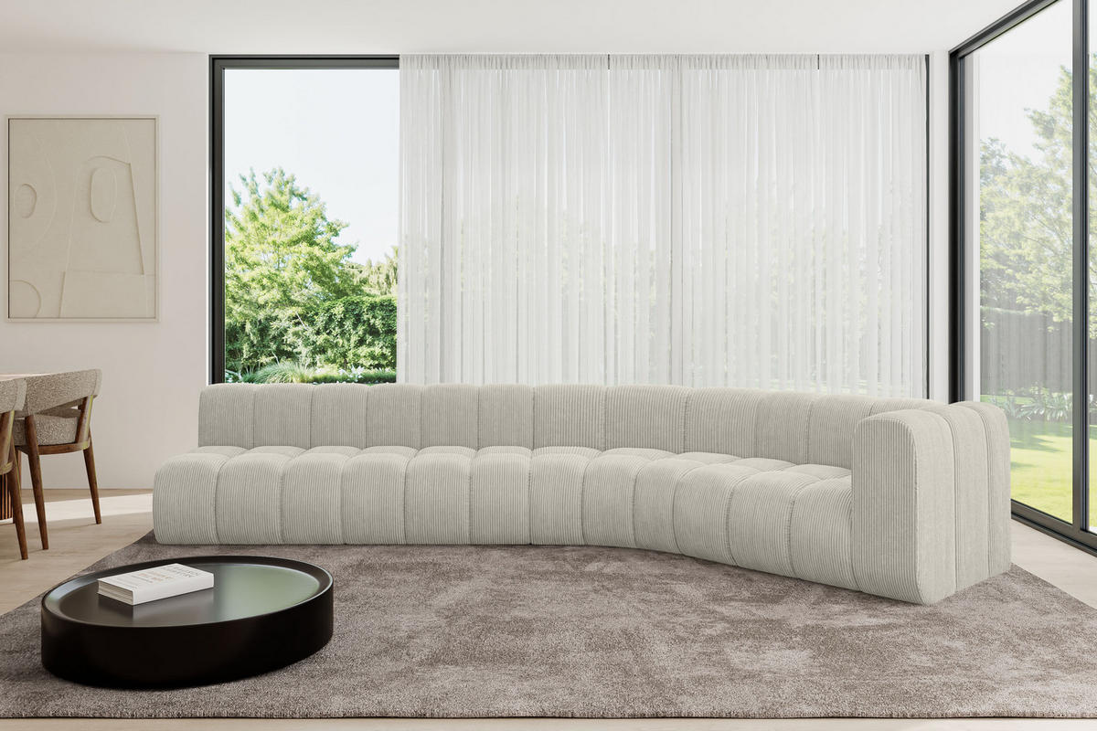 ECKSOFA modulares Sofa Karex-L2 - 399x194x70 cm Creme - Hellgrau/Creme, Holzwerkstoff/Textil (399/194cm) - ALTDECOR