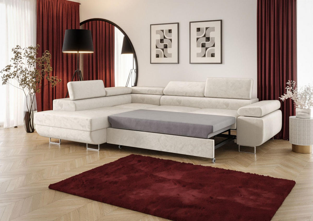 ECKSOFA Monaro Mit Schlaffunktion - Blaugrau, Holzwerkstoff/Textil (275/202cm) - Fun Möbel