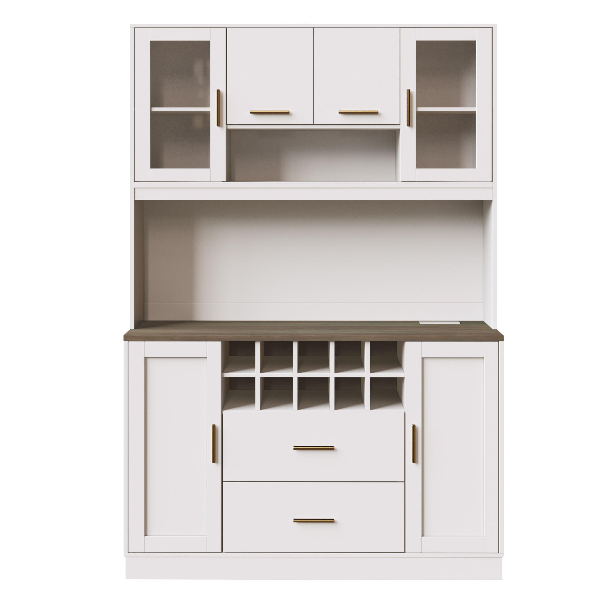 BUFFETSCHRANK Kombi Schwarz/Weiß 120/36.3/180 cm - Weiß, Holz (120/180/36.3cm) - PANGIVO