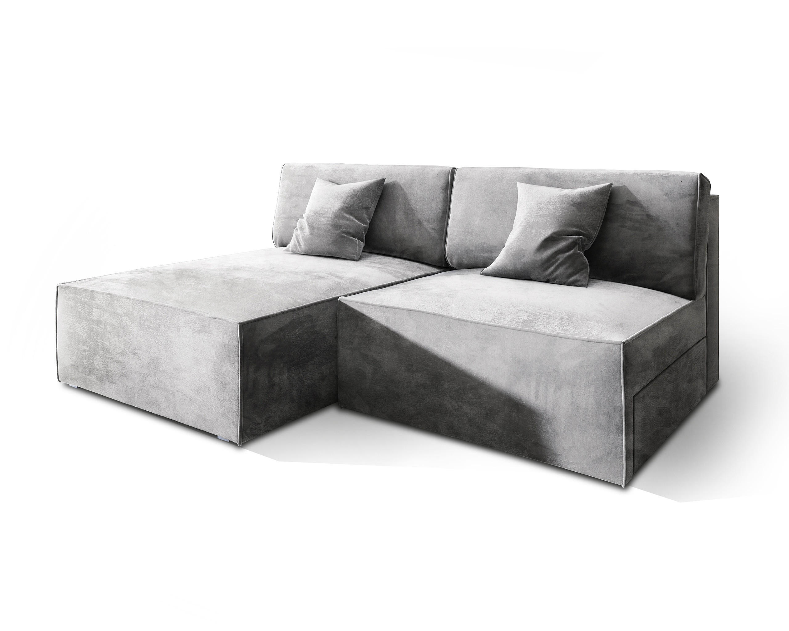 ROHOVÁ SEDAČKA FIORO světle šedá - šedá/světle šedá, dřevo/textil (204/148cm) - MASSENO