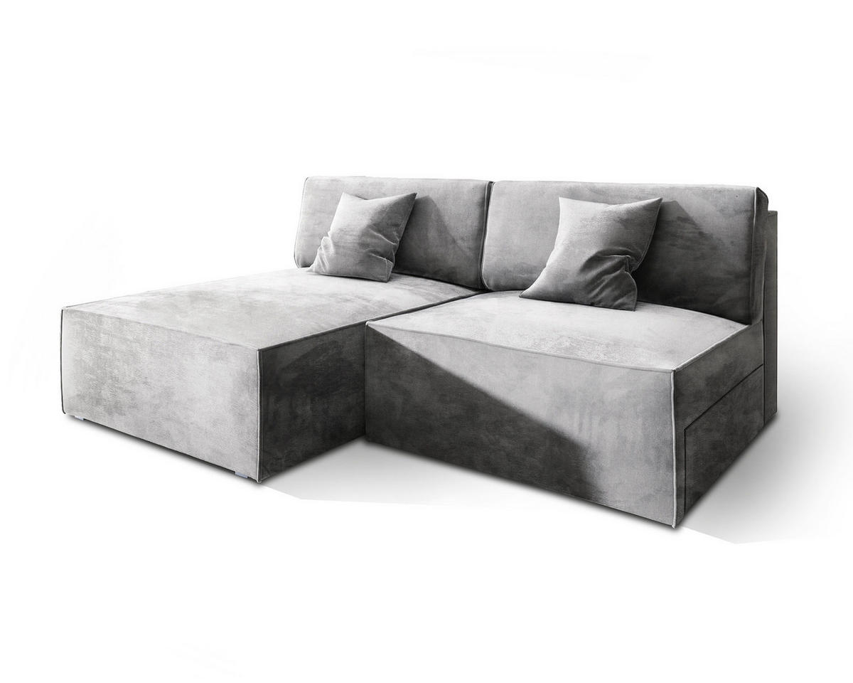 ROHOVÁ SEDAČKA FIORO světle šedá - šedá/světle šedá, dřevo/textil (204/148cm) - MASSENO