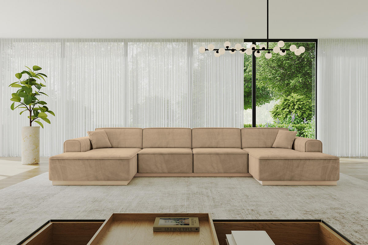 WOHNLANDSCHAFT IREA-U2 - 388x171x83 cm Beige - Beige, Holzwerkstoff/Textil (388/83/171cm) - ALTDECOR