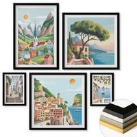 WANDBILDER 5er-Set - 50x50 cm & 20x30 cm & 40x60 cm Schwarzer Rahmen - Löwenzahn-Wassertropfen - Schwarz, Kunststoff (40/60cm) - ArtPrintCave