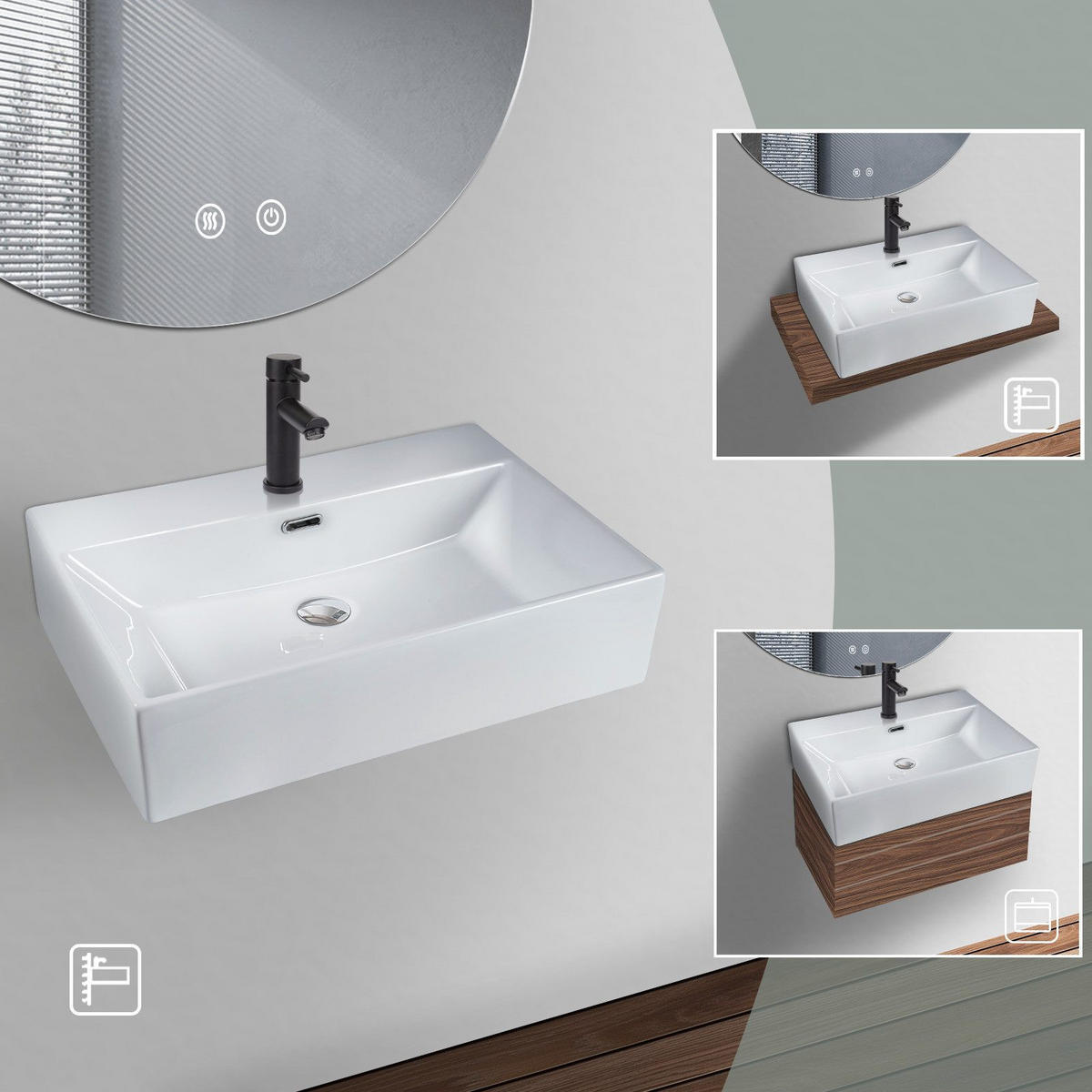 WASCHBECKEN Myxyn 51/42/15 cm - Weiß, Keramik (42/15/51cm) - ZMH