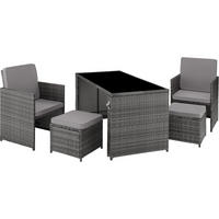 RATTAN SITZGRUPPE Palermo,inklusive Flaschenöffner, zusammenschiebbar,grau - Grau, Kunststoff - tectake