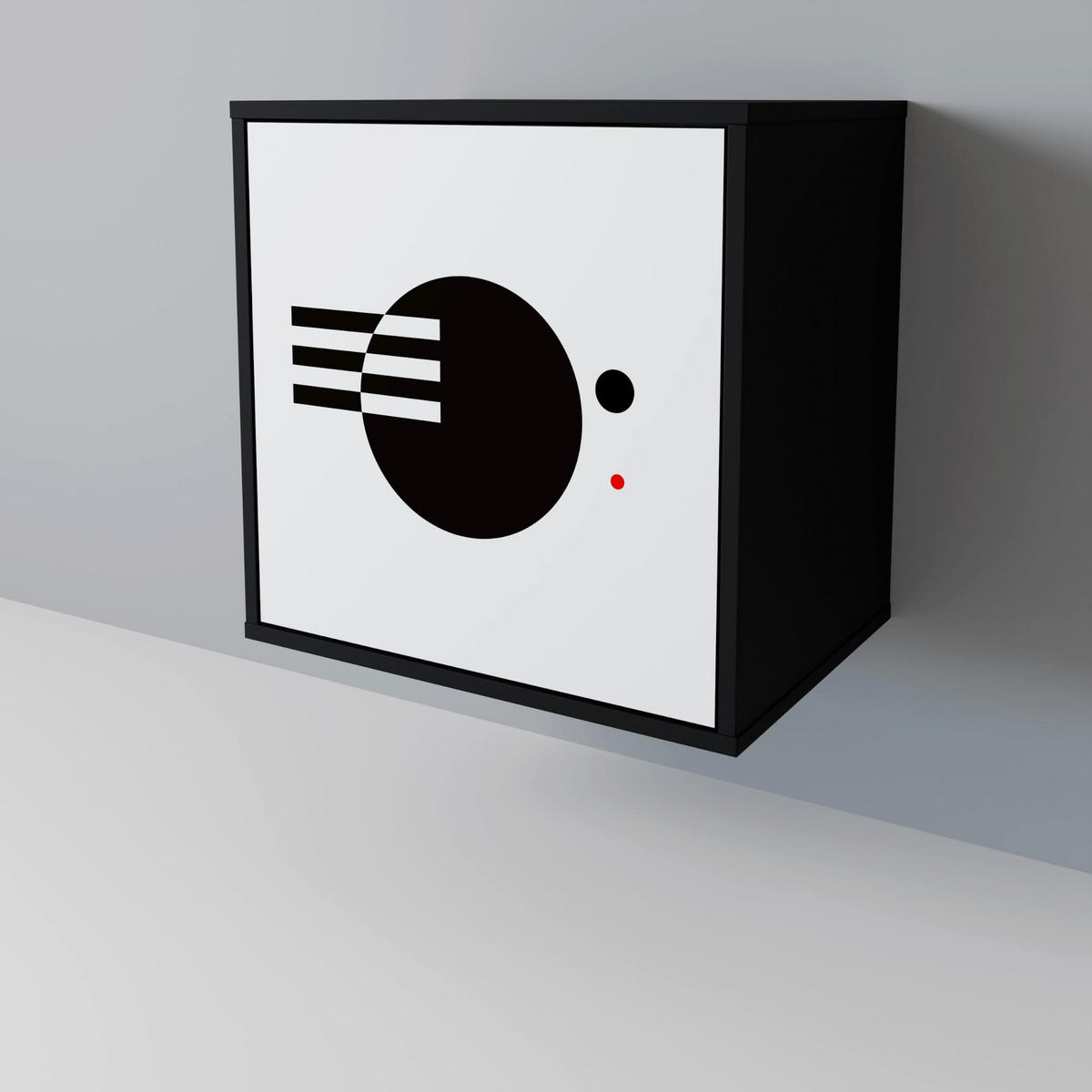 SIDEBOARD BLACK AND WHITE COMBINATION, Schwarz, 57,5x42x70,5 cm, Schwarze Metall-Sternfüße - Multicolor/Schwarz, Holzwerkstoff/Metall (57.5/70.5/42cm) - SpaceRebels
