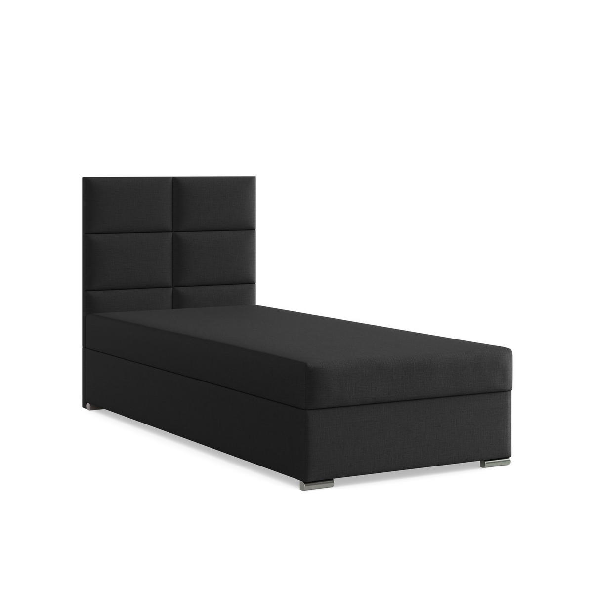 BOXBETT MIT KOPFTEIL 90x200 CALVI, Schwarz - Schwarz, Textil (90/200cm) - Mebligo