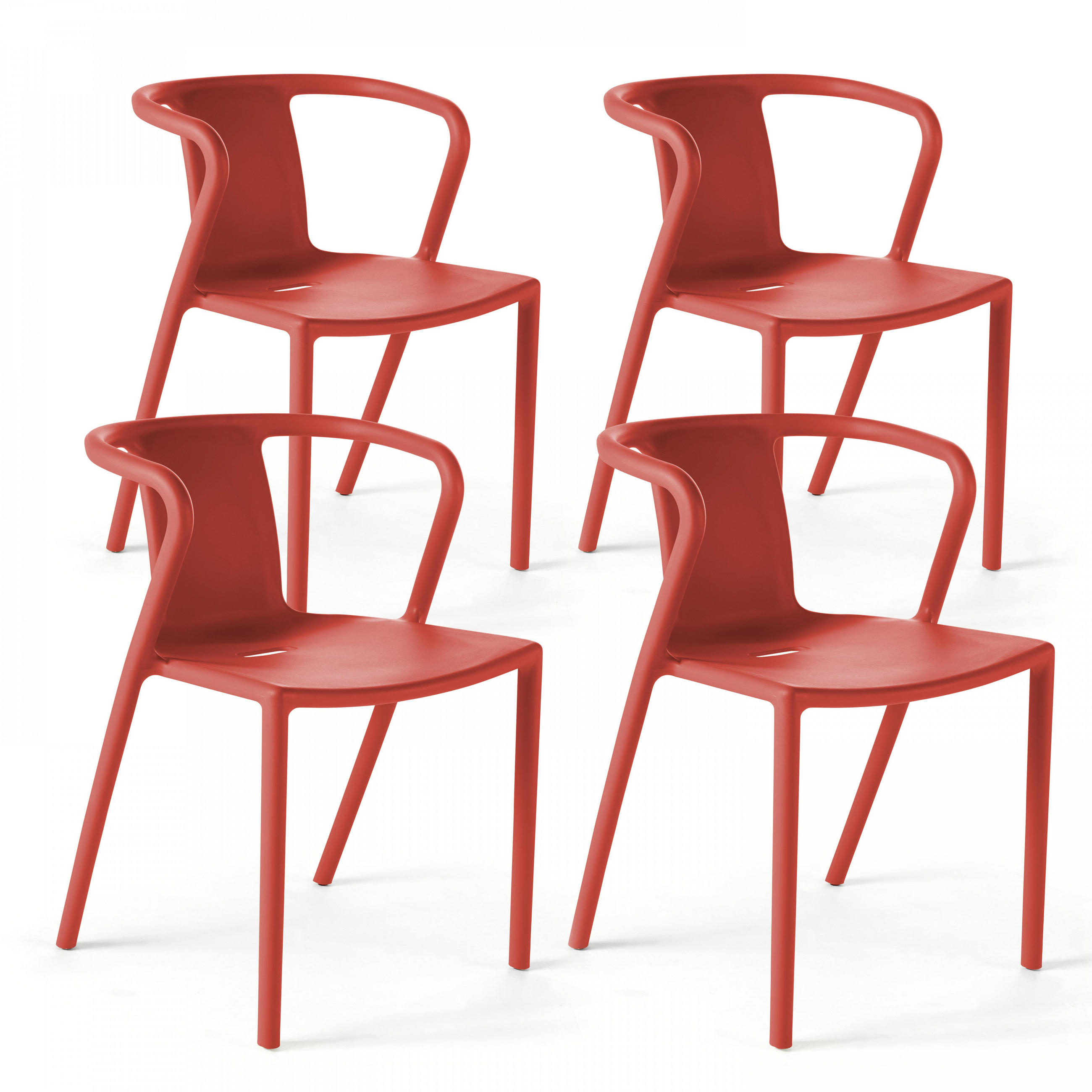 GARTENSTUHL 4-tlg., Rot - Rot, Kunststoff (60/80/60cm) - Oviala