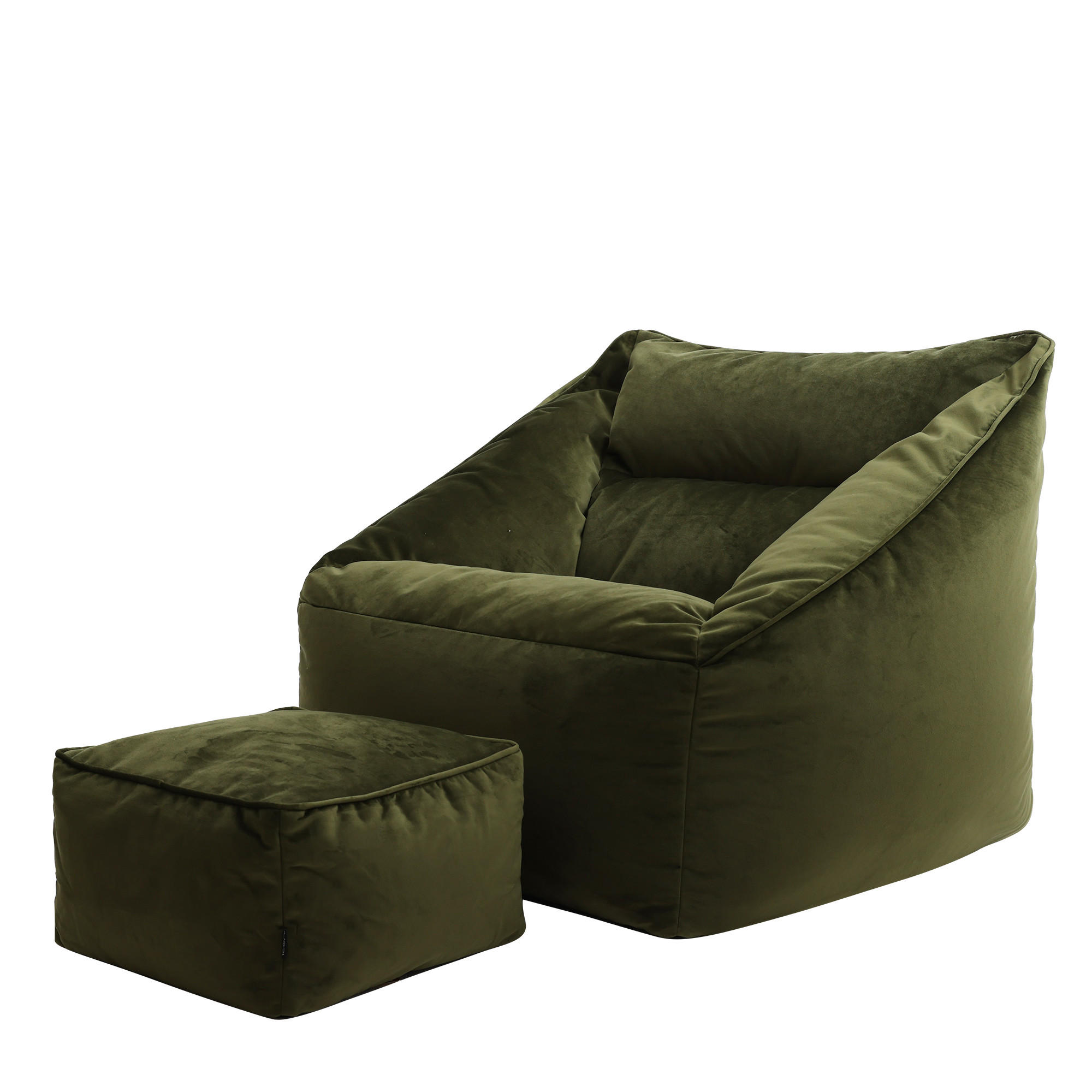 SITZSACK Sessel mit Sitzpouf - Dunkelgrün, Kunststoff (100/80/88cm) - icon