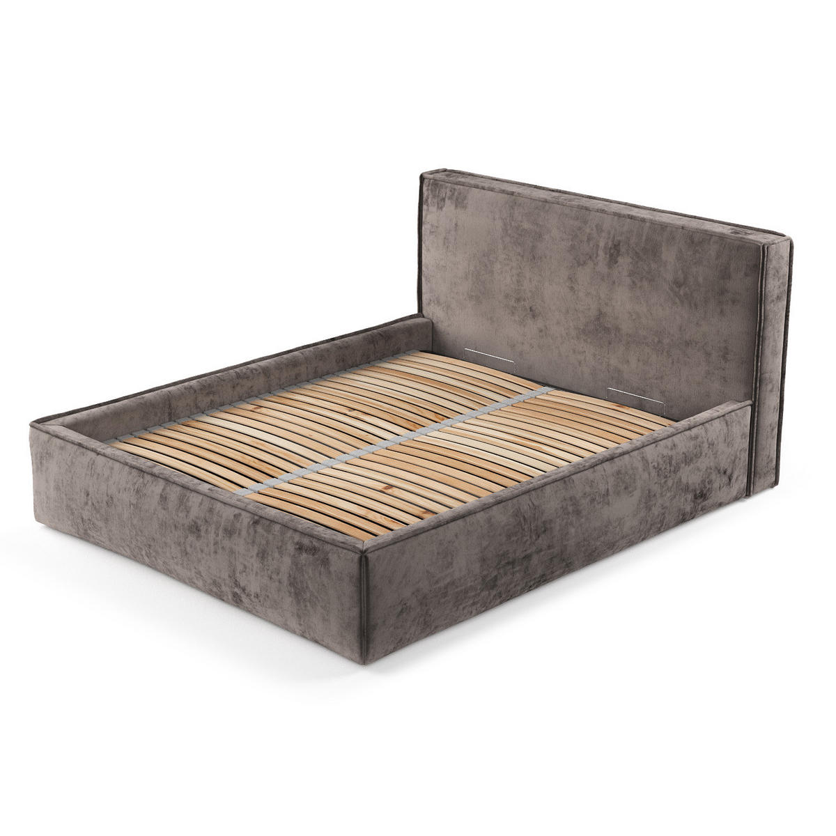 POLSTERBETT Lounge Braun 200/200 cm im Chenille-Stoff - Schwarz/Naturfarben, Holz/Holzwerkstoff (200/200cm) - Maison de Reve