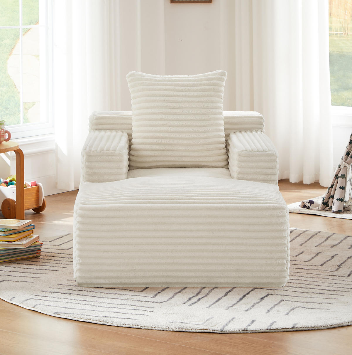 CHAISELONGUE aus Cord Beige - Beige, Kunststoff (81.03/49.78/116.84cm) - Meubliv