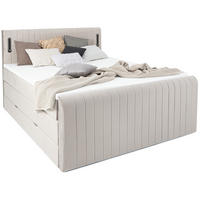 BOXSPRINGBETT FLY beige 180/200 cm H2/H3 Samt - Beige, Textil (180/200cm) - wonello