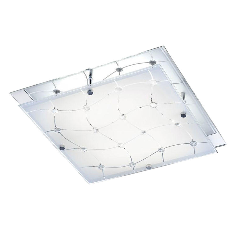 LED DECKENLEUCHTE Chrom Weiß Glas - Weiß, Glas (32/32/7.5cm)