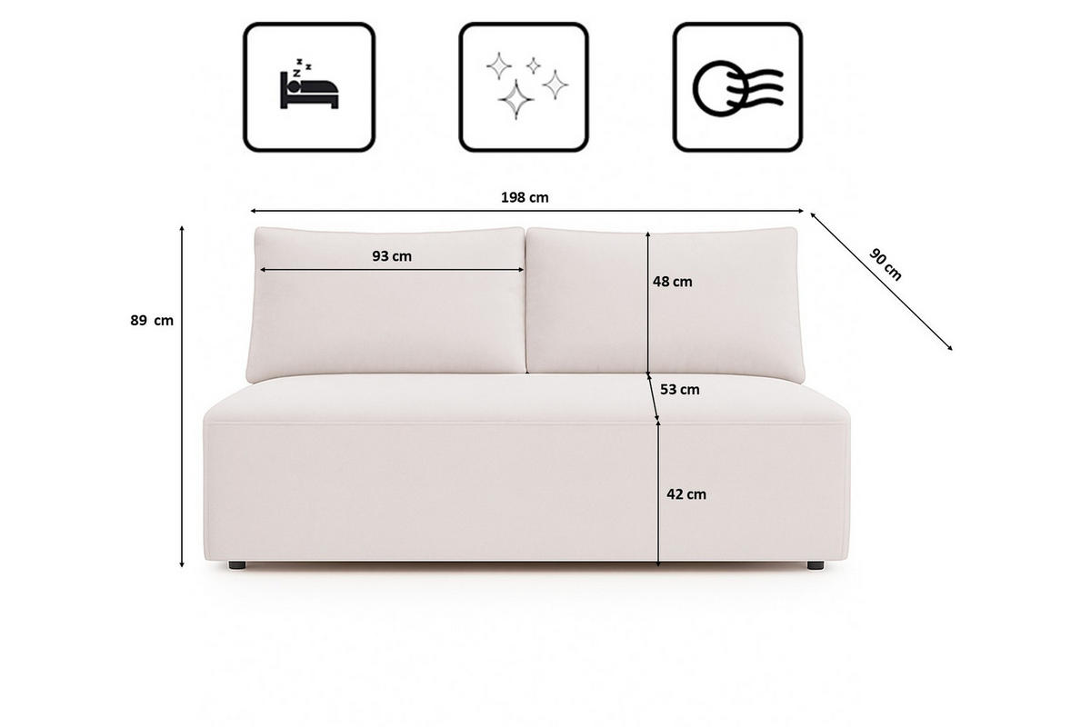 SCHLAFSOFA mit Bettkasten DUO, Stoff Salvador, Hellgrau - Hellgrau, Holz (198/89/90cm) - Kaiser Möbel