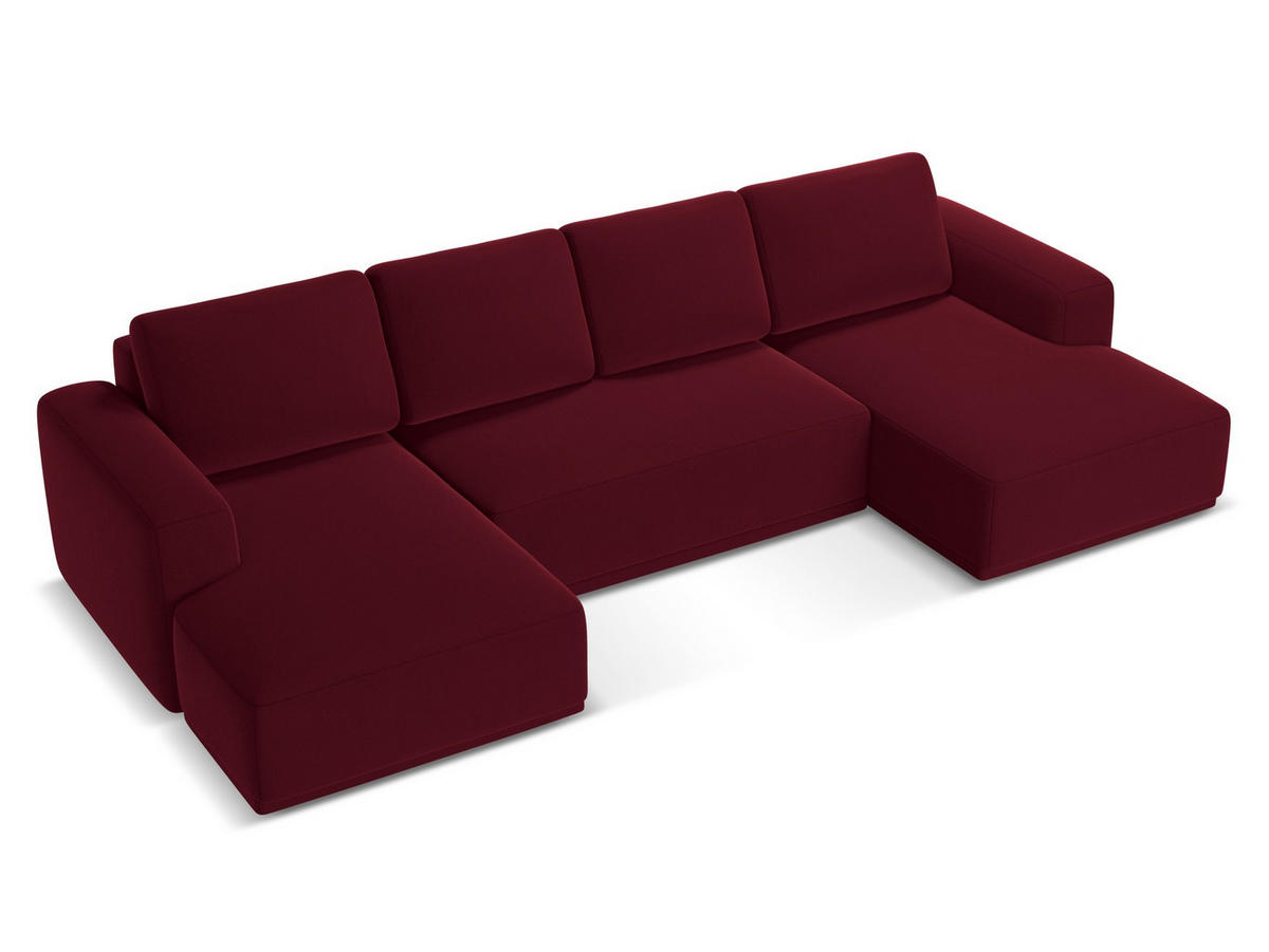 WOHNLANDSCHAFT Samt Stoff Rot - Bordeaux/Rot, Kunststoff/Textil (333/91/160cm) - Makamii