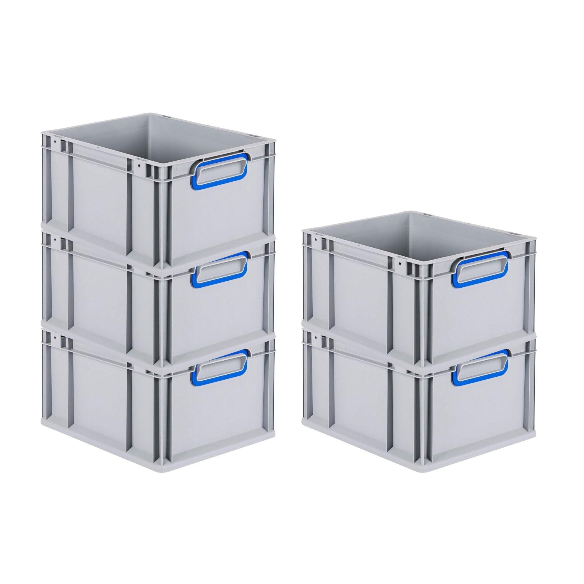 EUROBOX 5x Nextgen Color 22x30x40cm 20 Liter Griffe Blau Geschlossen - Blau, Kunststoff (30/22/40cm) - PROREGAL