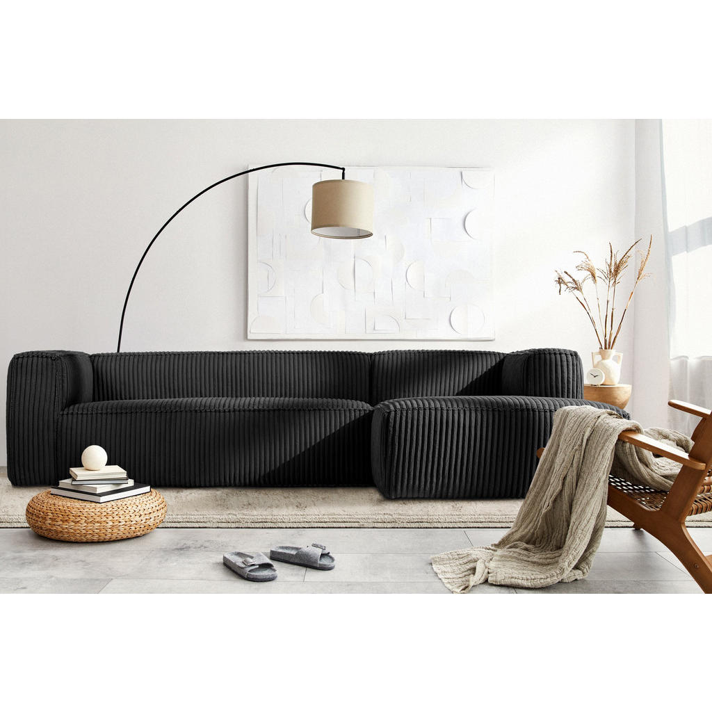 Thumbnail - Konsimo® Ecksofa-Rechts, Schwarz, Textil, L-Form,L-Form, 305x175 cm, Wohnzimmer, Sofas & Couches, Wohnlandschaften, Ecks...