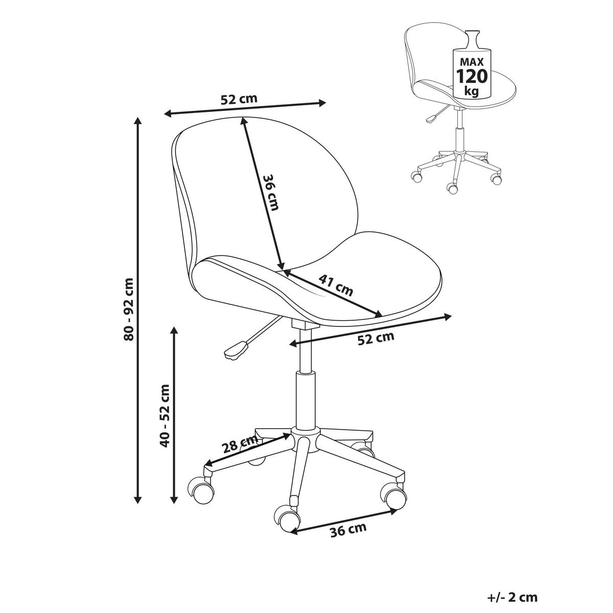 SCHREIBTISCHSTUHL Hellgrau Menesha - Braun/Weiß, Textil (52/81/41cm) - Beliani