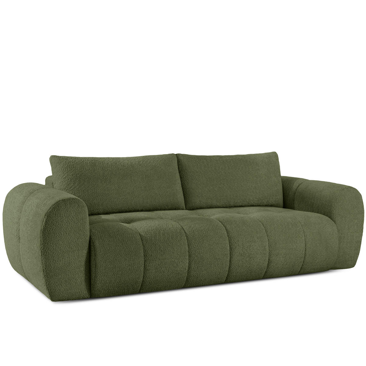 EINZELSOFA LIRA, Olivgrün, Bouclé - Olivgrün, Holz/Holzwerkstoff (256/84/112cm) - KONSIMO®