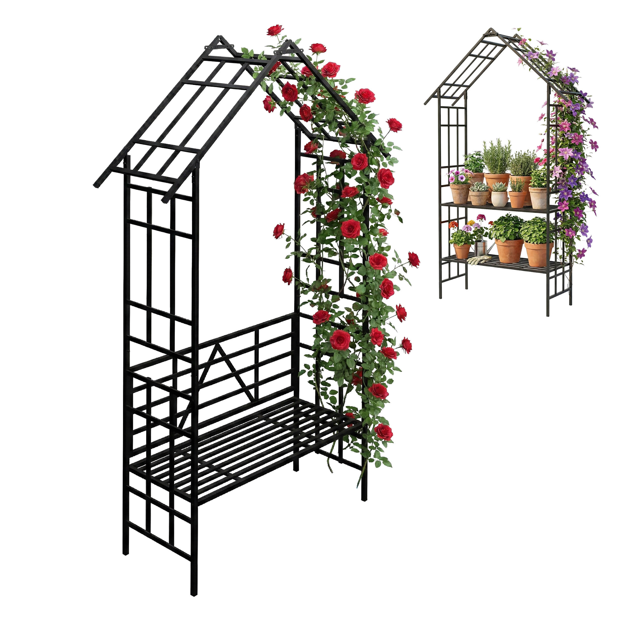 ROSENBOGEN - Schwarz, Metall (150/247/43cm) - Relaxdays