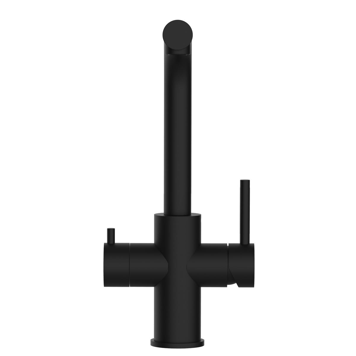 5-WEGE-KÜCHENARMATUR, Edelstahl Massiv aus Chirurgenstahl, PVD Schwarz Matt, 360° schwenkbar - Schwarz, Metall (25/37.6/25cm) - VIZIO