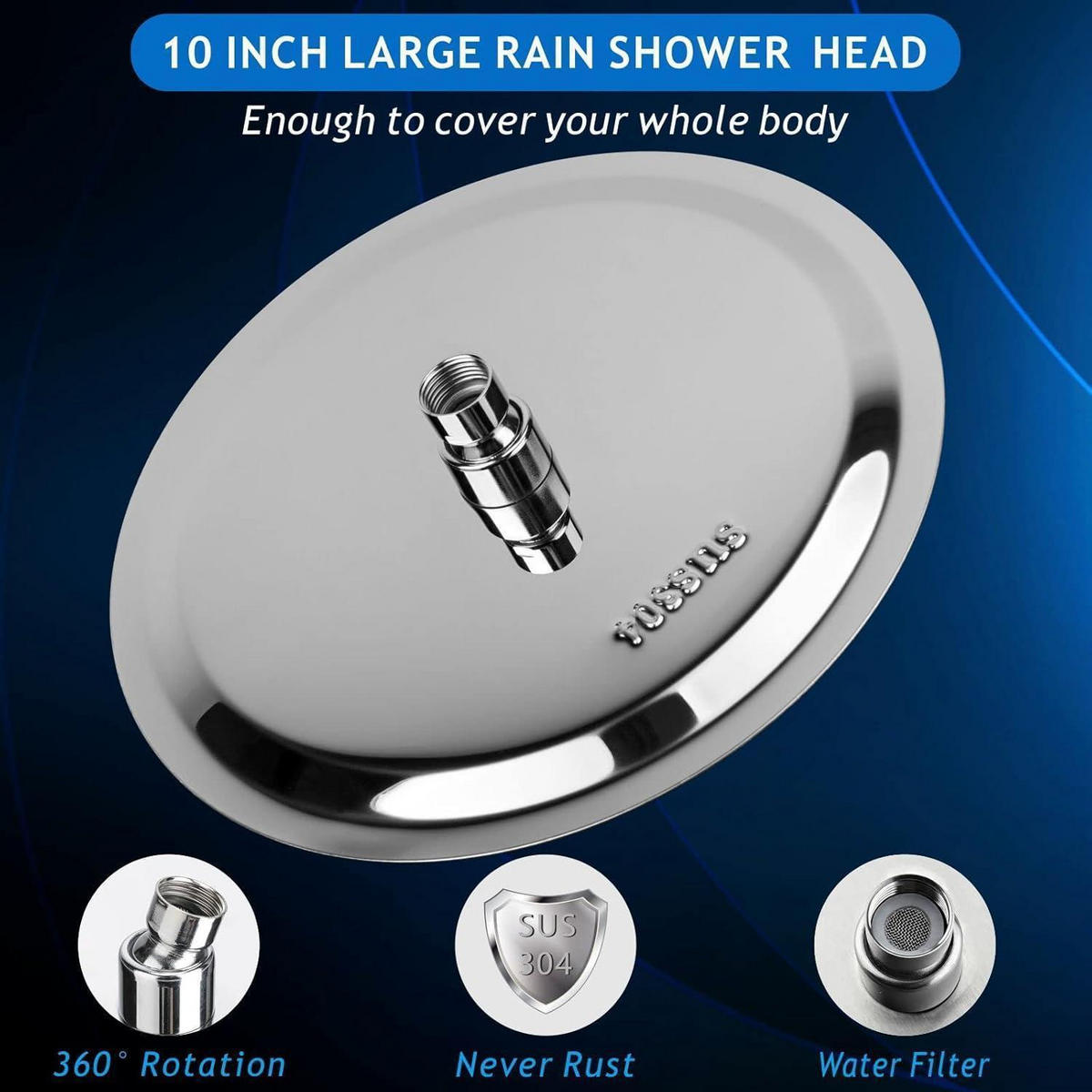 REGENBRAUSE 25 cm Edelstahl Chrom - Silberfarben, Metall (25/2/25cm)