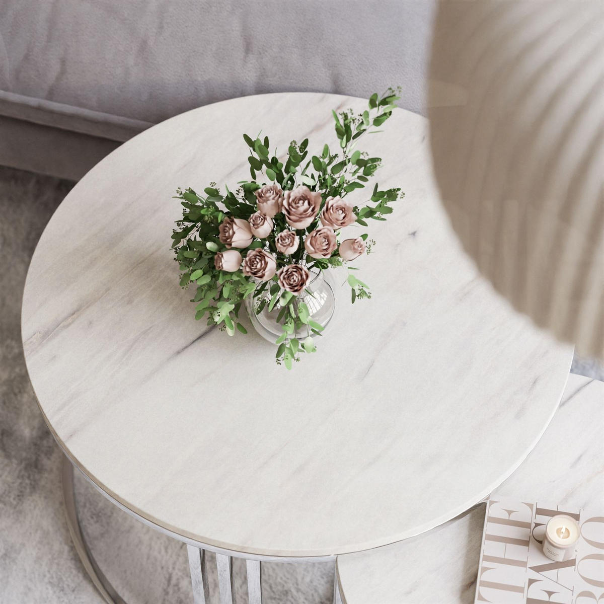 COUCHTISCH 2 in 1 LORI LEVANTO verchromt silber - Silberfarben, Holzwerkstoff (70/70/49cm) - Lookway