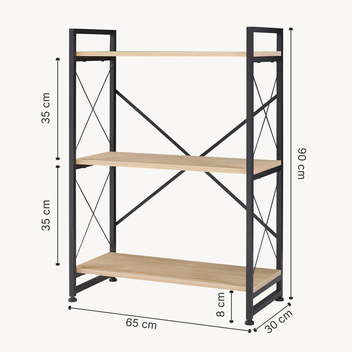 STANDREAGL Skørping - Eichefarben/Schwarz, Holzwerkstoff/Metall (65/90/30cm) - [en.casa]
