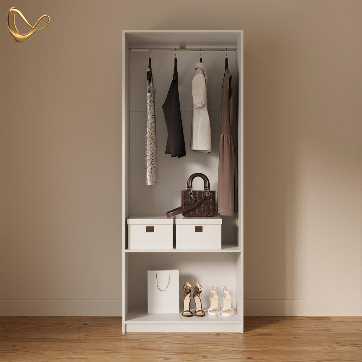 GARDEROBA Trento Bela - bela, leseni material (80/200/50cm) - Livinity®