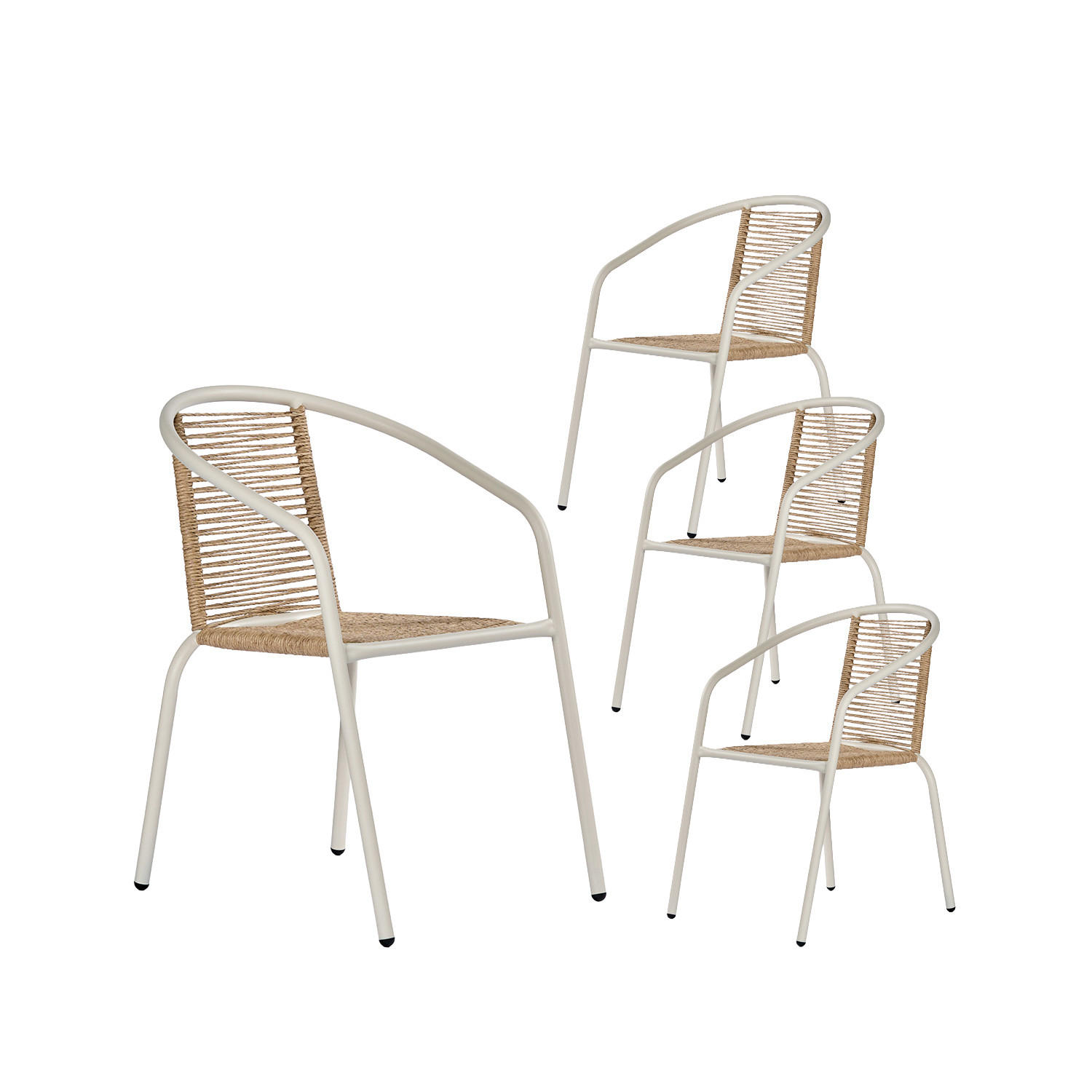 GARTENSTUHL Sakda Beige 52 cm x 74 cm 4er-Set - Beige, Metall (52/74/66cm) - Klast Home