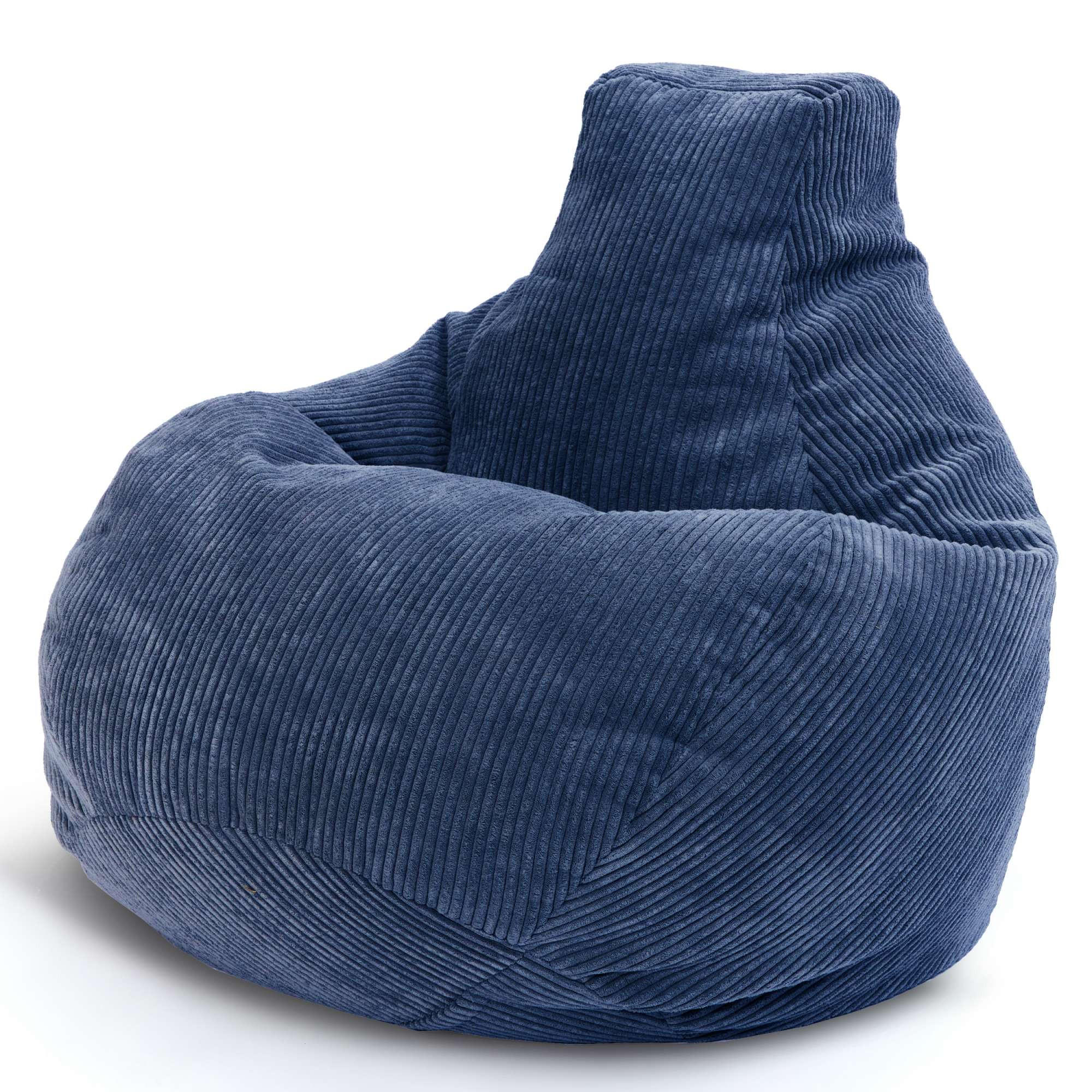SITZSACK MIT RÜCKENLEHNE Cozy Cord - Dunkelblau, Textil (80/90/90cm) - Green Bean