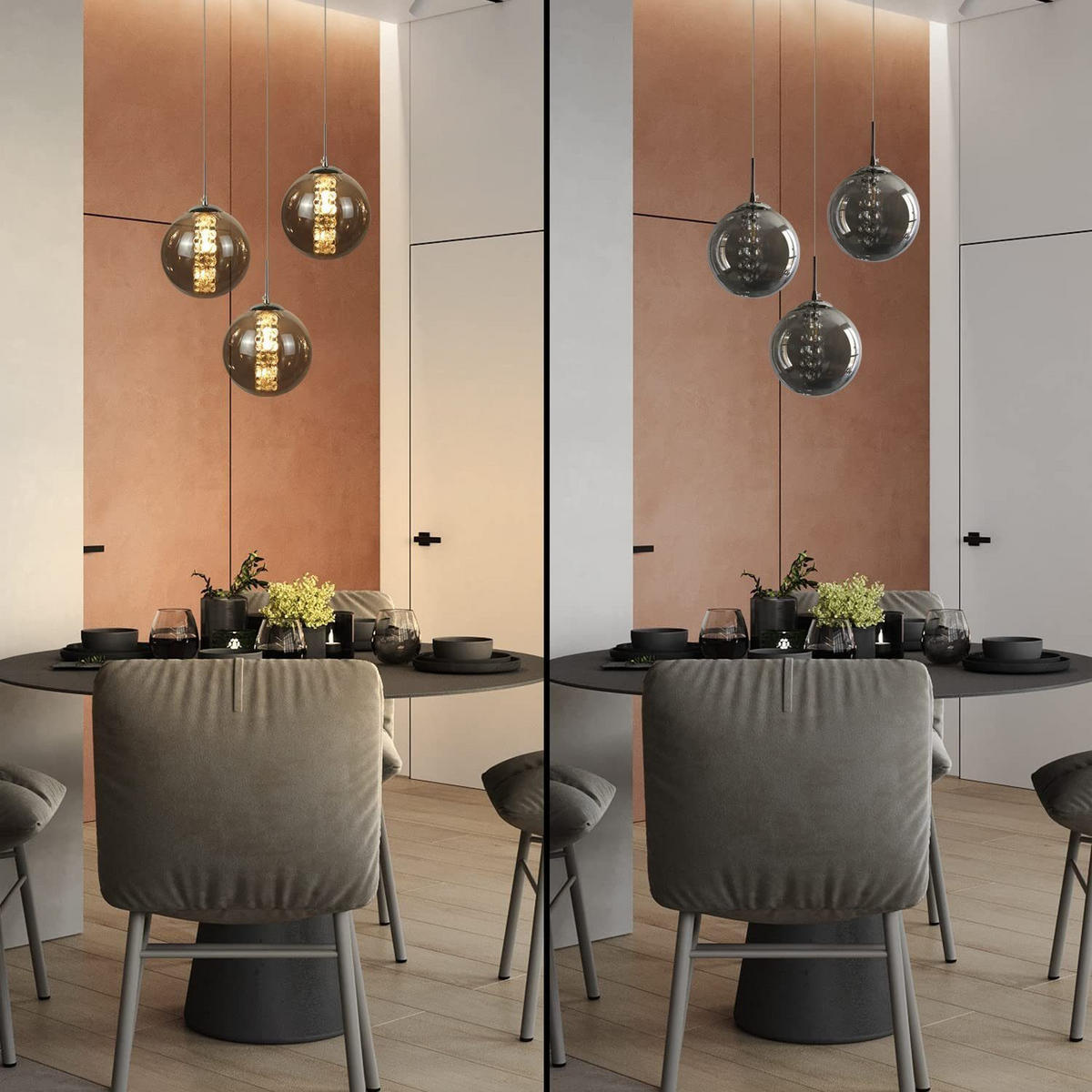 LED-HÄNGELEUCHTE Flamjarl 30/150/30 cm - Grau, Glas (30/30/150cm) - ZMH