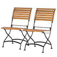 GARTENSTUHL - Akazie massiv / Stahl - Akazie / Schwarz - 2er-Set - Schwarz/Akaziefarben, Holz/Metall (43/89/52cm) - home24