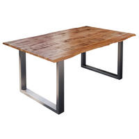 ESSTISCH DORA U - Beige/Silberfarben, Holz/Metall (80/120/77cm) - SAM