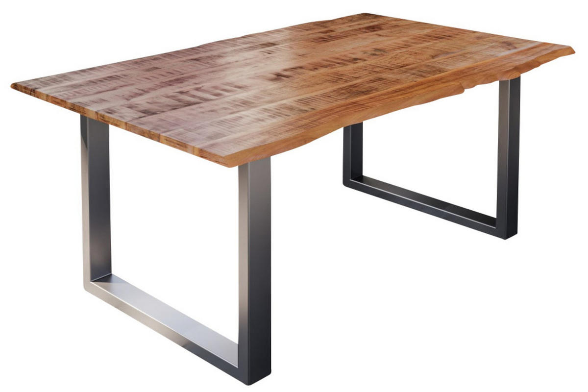 ESSTISCH DORA U - Beige/Silberfarben, Holz/Metall (80/120/77cm) - SAM
