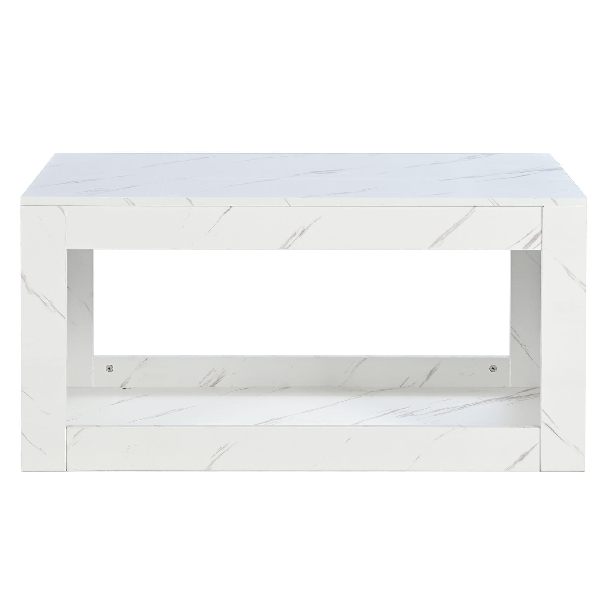 COUCHTISCH 100/50/50 cm weiß aus Spanplatte mit LED-Beleuchtung und offenem Stauraum - Weiß, Holzwerkstoff (100/50/50cm) - OKWISH