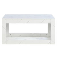 COUCHTISCH 100/50/50 cm weiß aus Spanplatte mit LED-Beleuchtung und offenem Stauraum - Weiß, Holzwerkstoff (100/50/50cm) - OKWISH