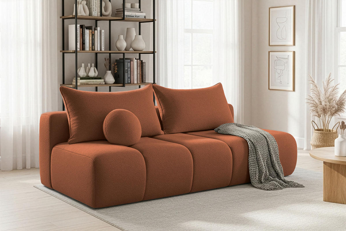 SCHLAFSOFA Milla mit Bettkasten, Terracotta Braun 205/97/85 cm - Terracotta, Textil/Metall (205/97/85cm) - WFL GROUP