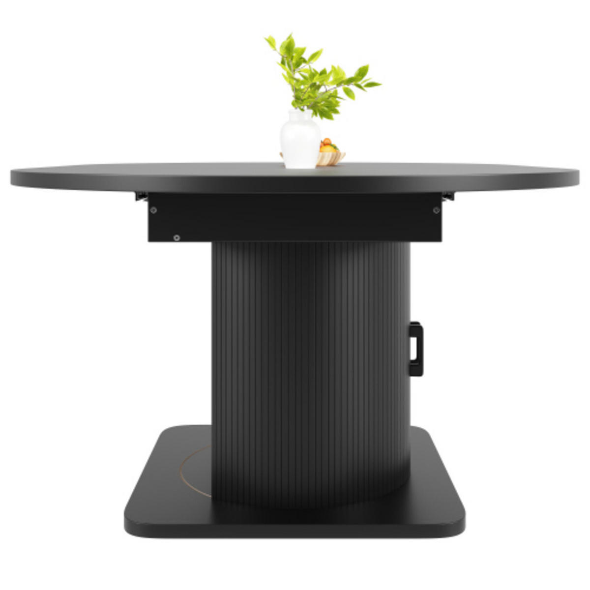 ESSTISCH Ausziehbarer 118-158×118×76 cm aus MDF und Metall mit integriertem Stauraum, schwarz - Schwarz, Holzwerkstoff (158/118/76cm) - Luhomfu