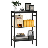 BEISTELLTISCH mit 2 Ablagen, Schwarz - Schwarz, Karton (43/18/62.5cm) - HOMCOM