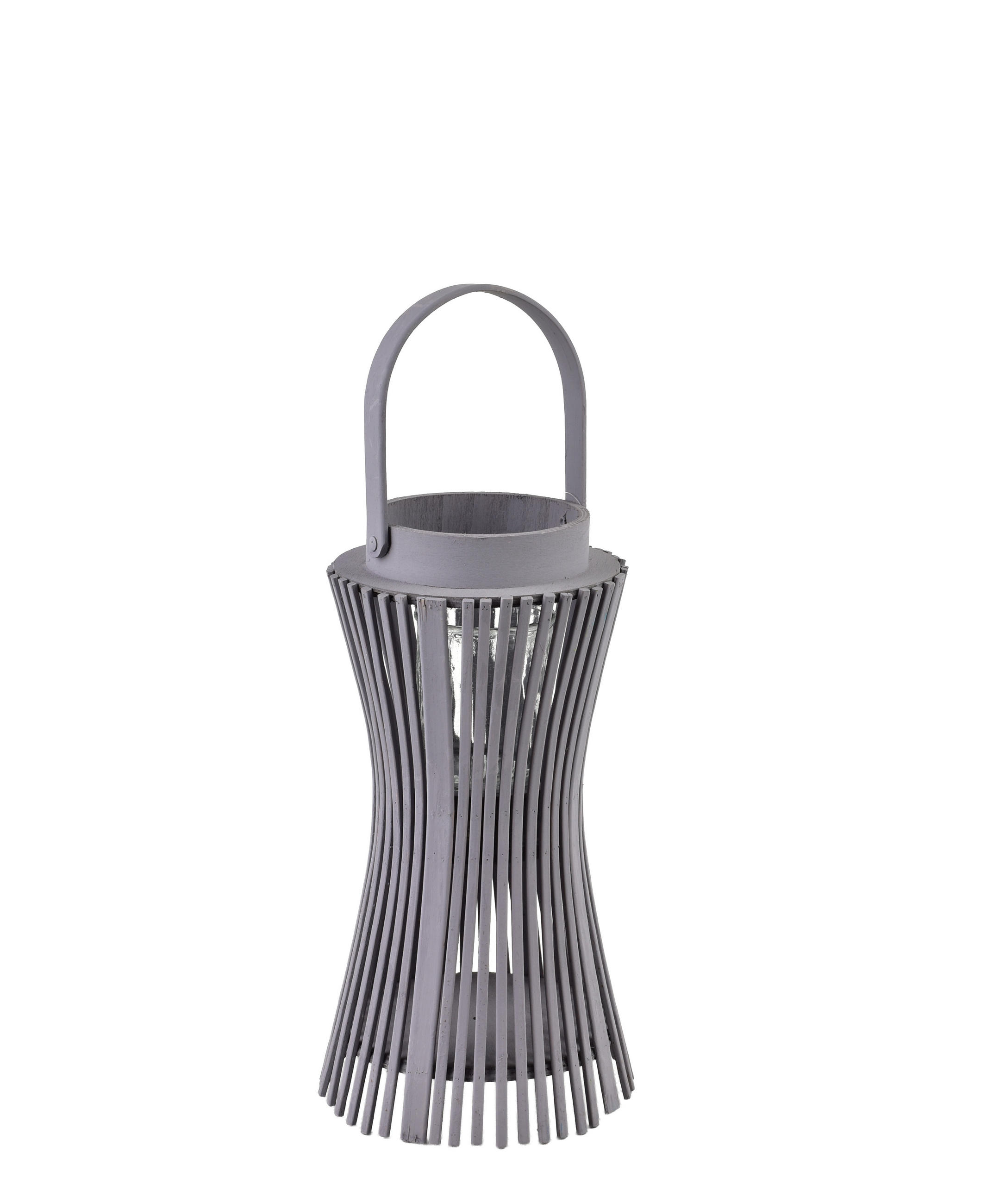 LATERNE Lucie Grau 18/18/48 cm Korbgeflecht - Grau, Holz (18/48/18cm) - Mondex