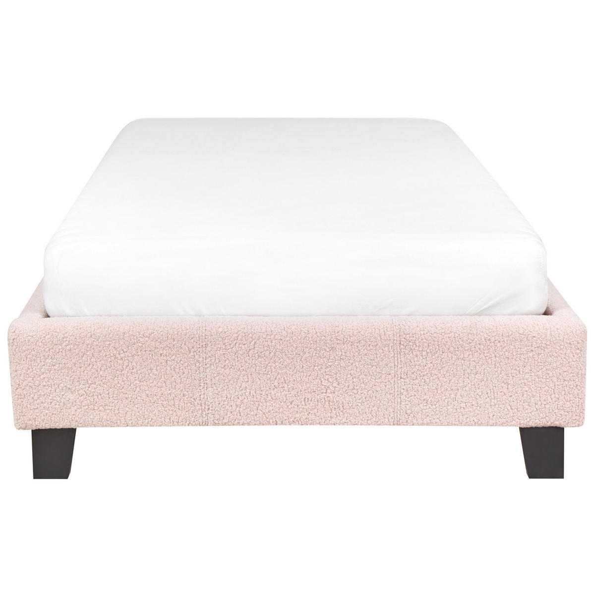 POLSTERBETT Rosa-Dunkler Holzfarbton 90-200 cm Roanne - Pink/Dunkelbraun, Textil (90/200cm) - Beliani