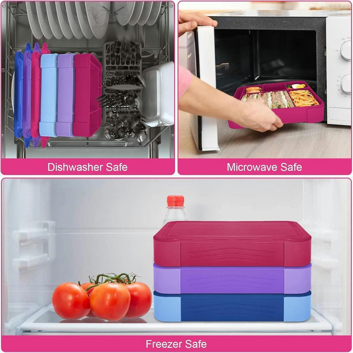 BROTDOSE Kinder mit 5 Fächern 1300ml Auslaufsicher Rosa - Pink, Kunststoff (17/4.8/23cm)
