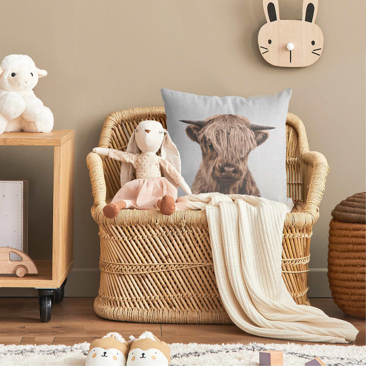 KISSENBEZUG Baby Hochlandrind Henri 40/40 cm - Schwarz, Textil (40/40cm) - Bilderwelten