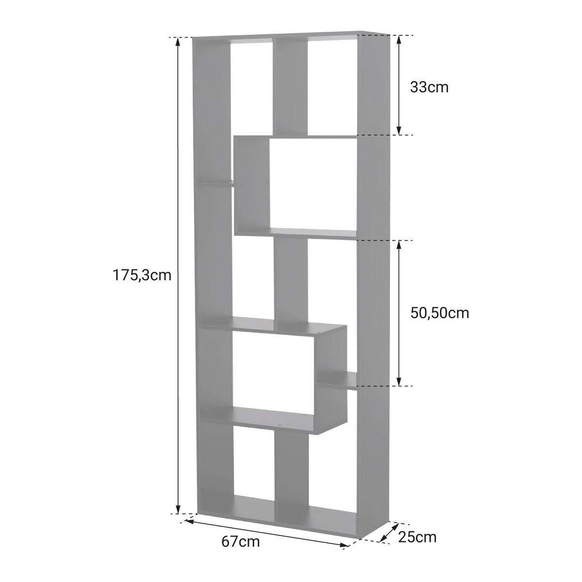 BÜCHERSCHRANK Jane Schwarz - Schwarz, Holzwerkstoff (25/175.3/67cm) - Happy Garden